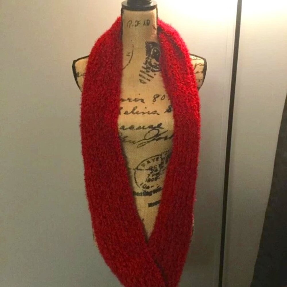 Cozy Red Knit Infinity Scarf
